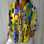 Catalina | Vibrant Artistic Button-Up Blouse