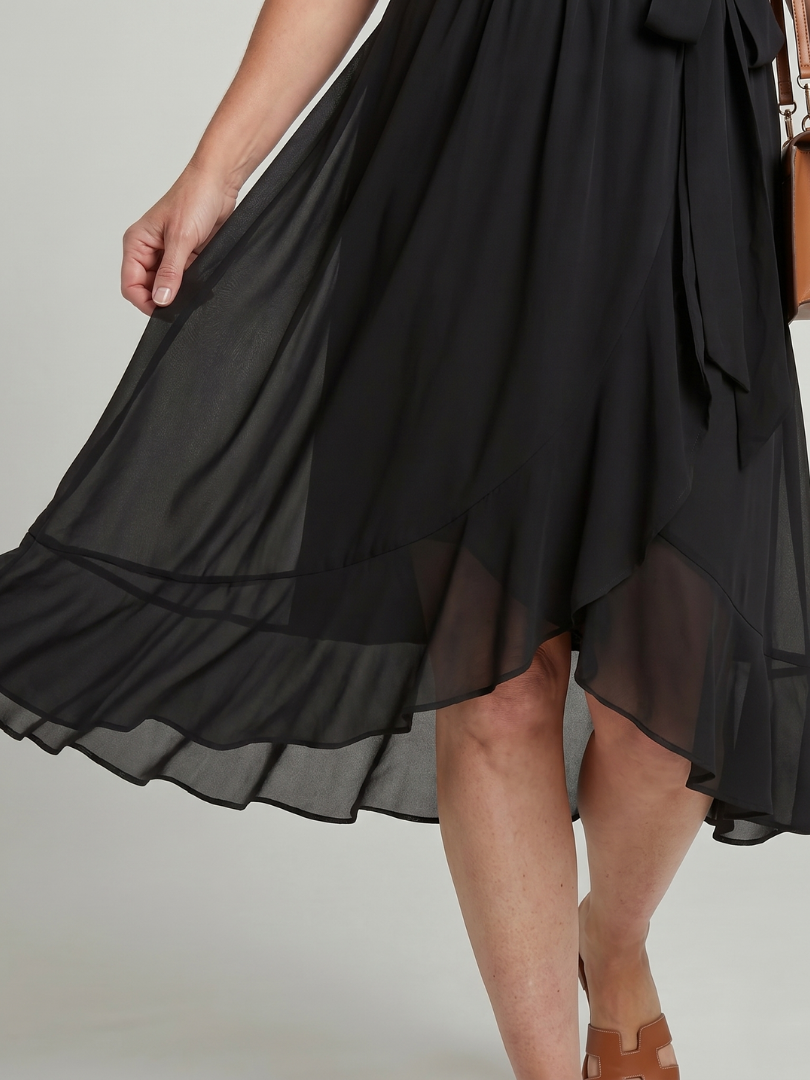 Keziah | Short Sleeve Wrap Soft Flowing Hem Mini Dress