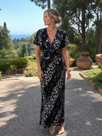 Astra | Short Sleeve Abstract Print Maxi Dress