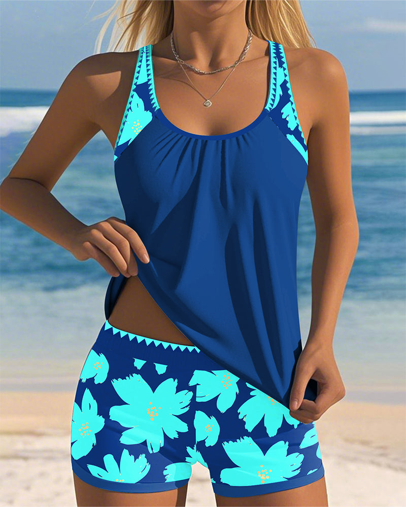 Emma | Floral Print U-Neck Tankini