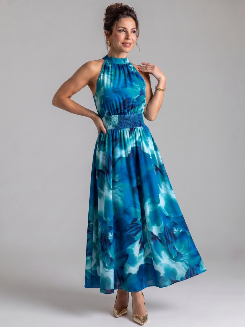 Olivia | Ruched Waist Abstract Print Mini Dress