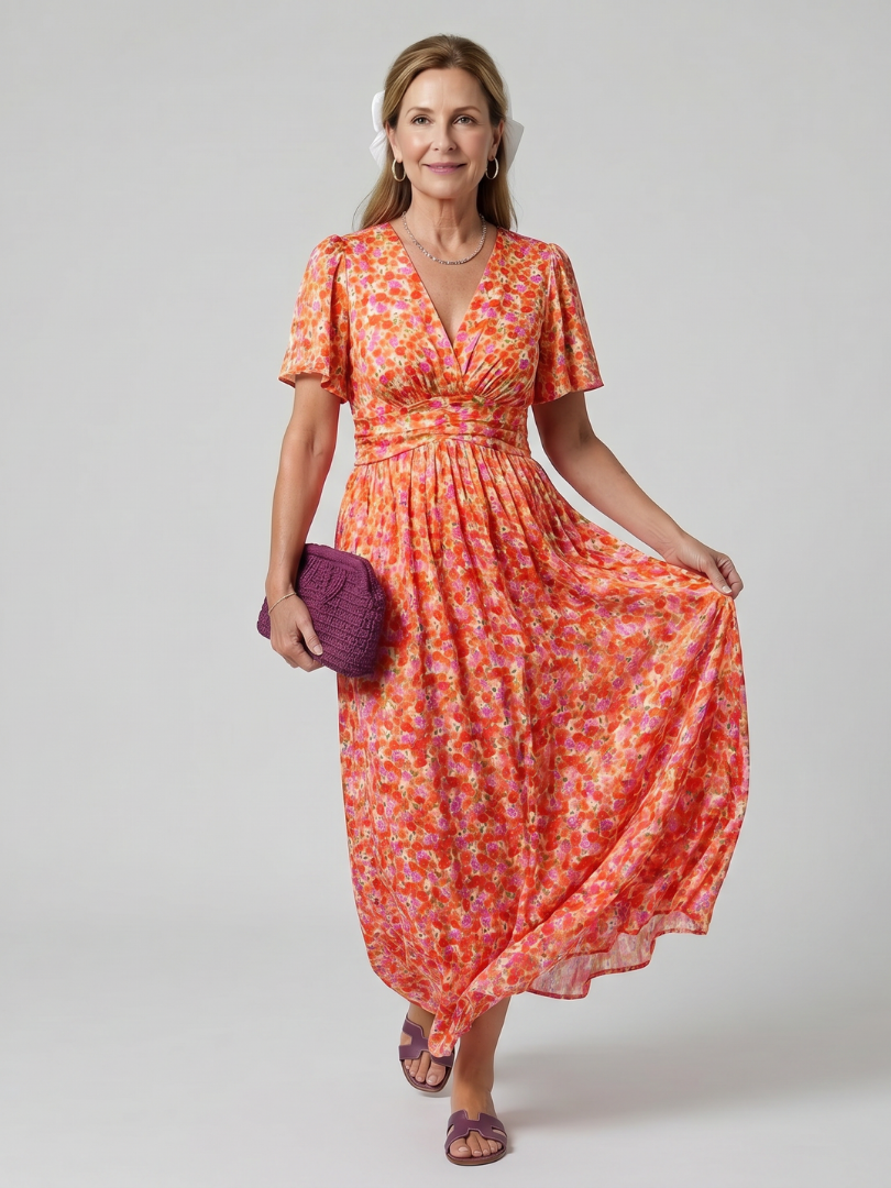 Juna | Short Sleeve Small Floral Mini Dress