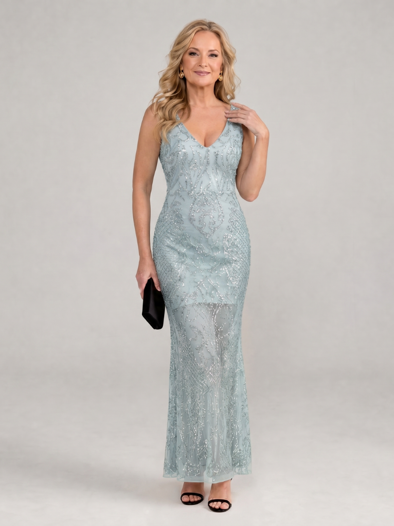 Sirea | Sequin Sleeveless Sheer Panel Mini Dress