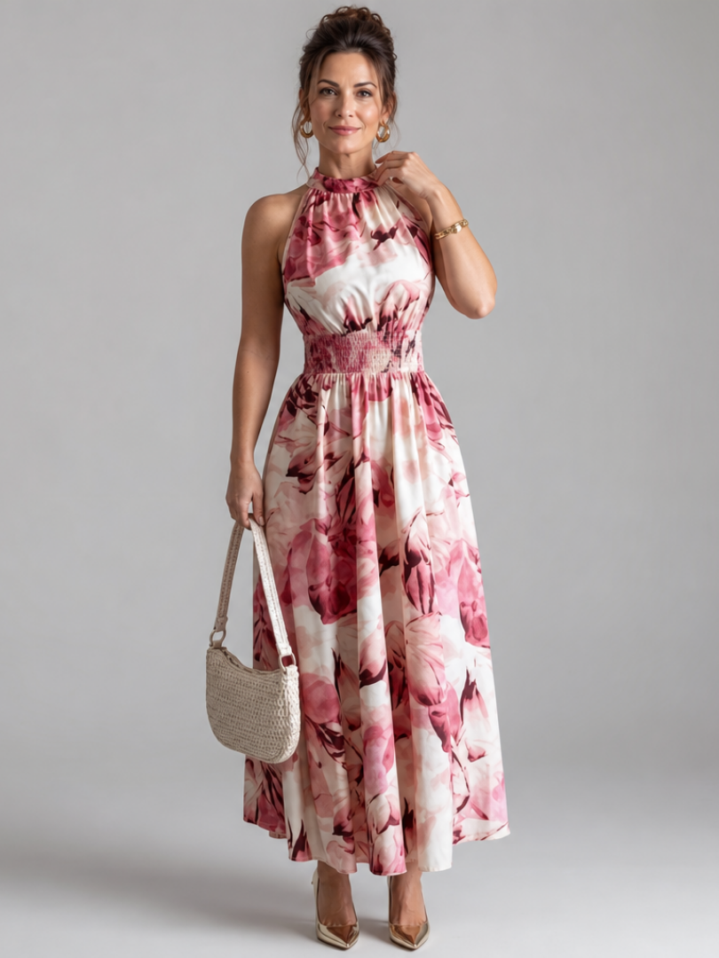 Olivia | Ruched Waist Abstract Print Mini Dress