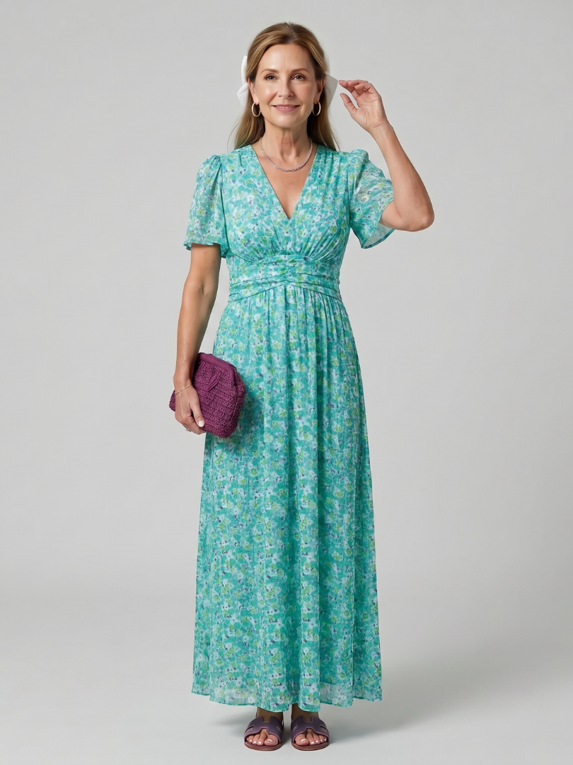 Juna | Short Sleeve Small Floral Mini Dress
