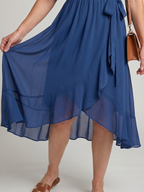 Keziah | Short Sleeve Wrap Soft Flowing Hem Mini Dress