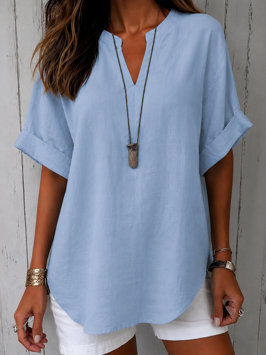 Emma™ – Everyday Solid Colour Short Sleeve Blouse