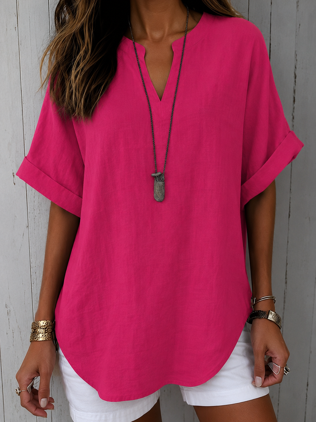 Emma™ – Everyday Solid Colour Short Sleeve Blouse