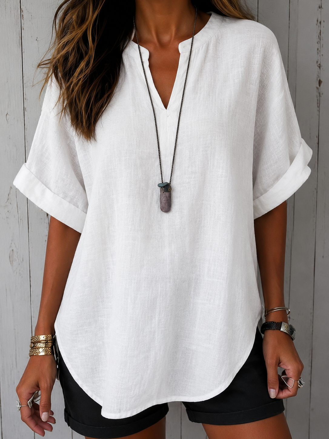 Emma™ – Everyday Solid Colour Short Sleeve Blouse