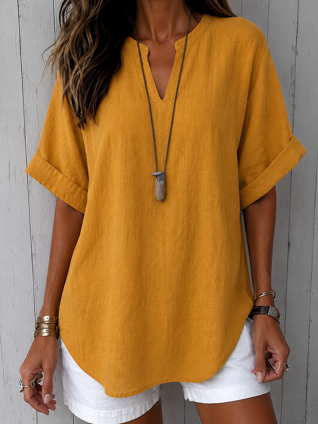 Emma™ – Everyday Solid Colour Short Sleeve Blouse