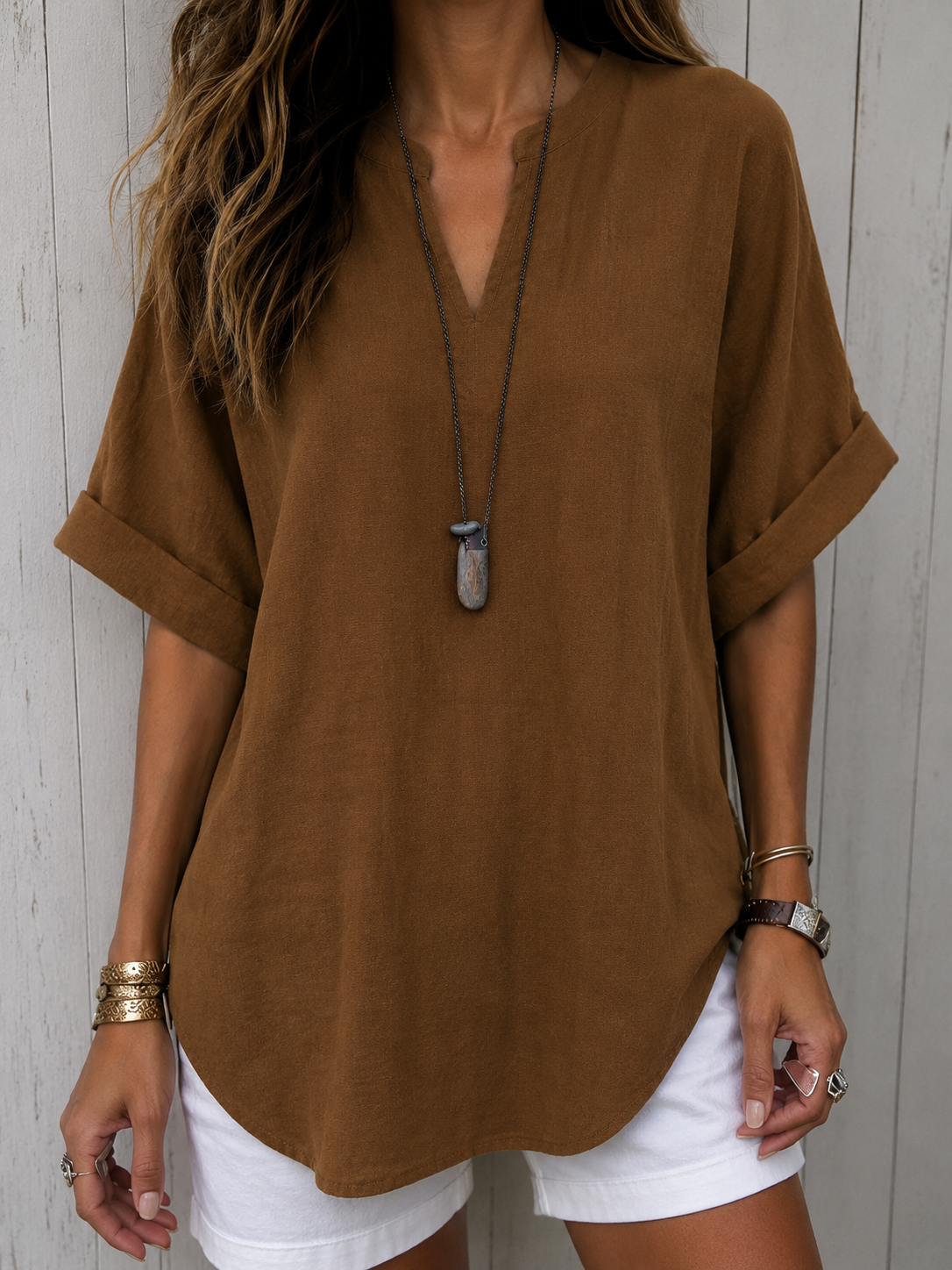 Emma™ – Everyday Solid Colour Short Sleeve Blouse