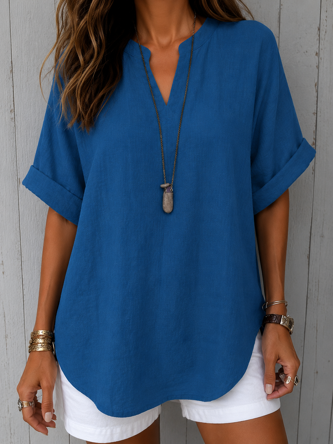 Emma™ – Everyday Solid Colour Short Sleeve Blouse
