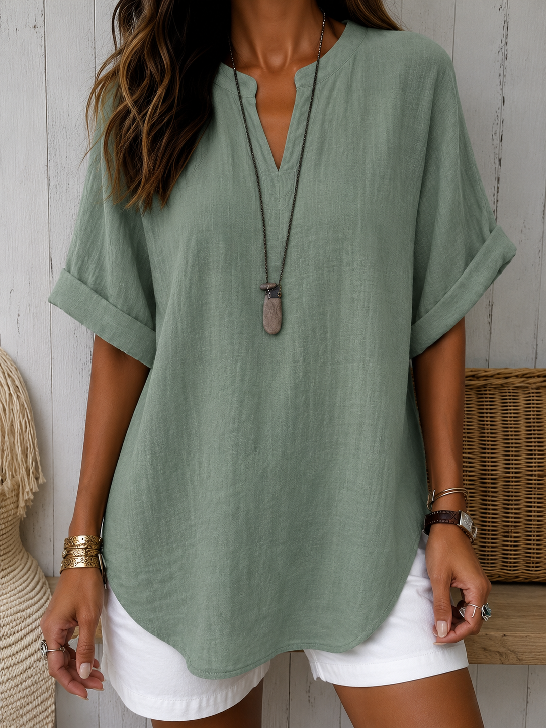 Emma™ – Everyday Solid Colour Short Sleeve Blouse