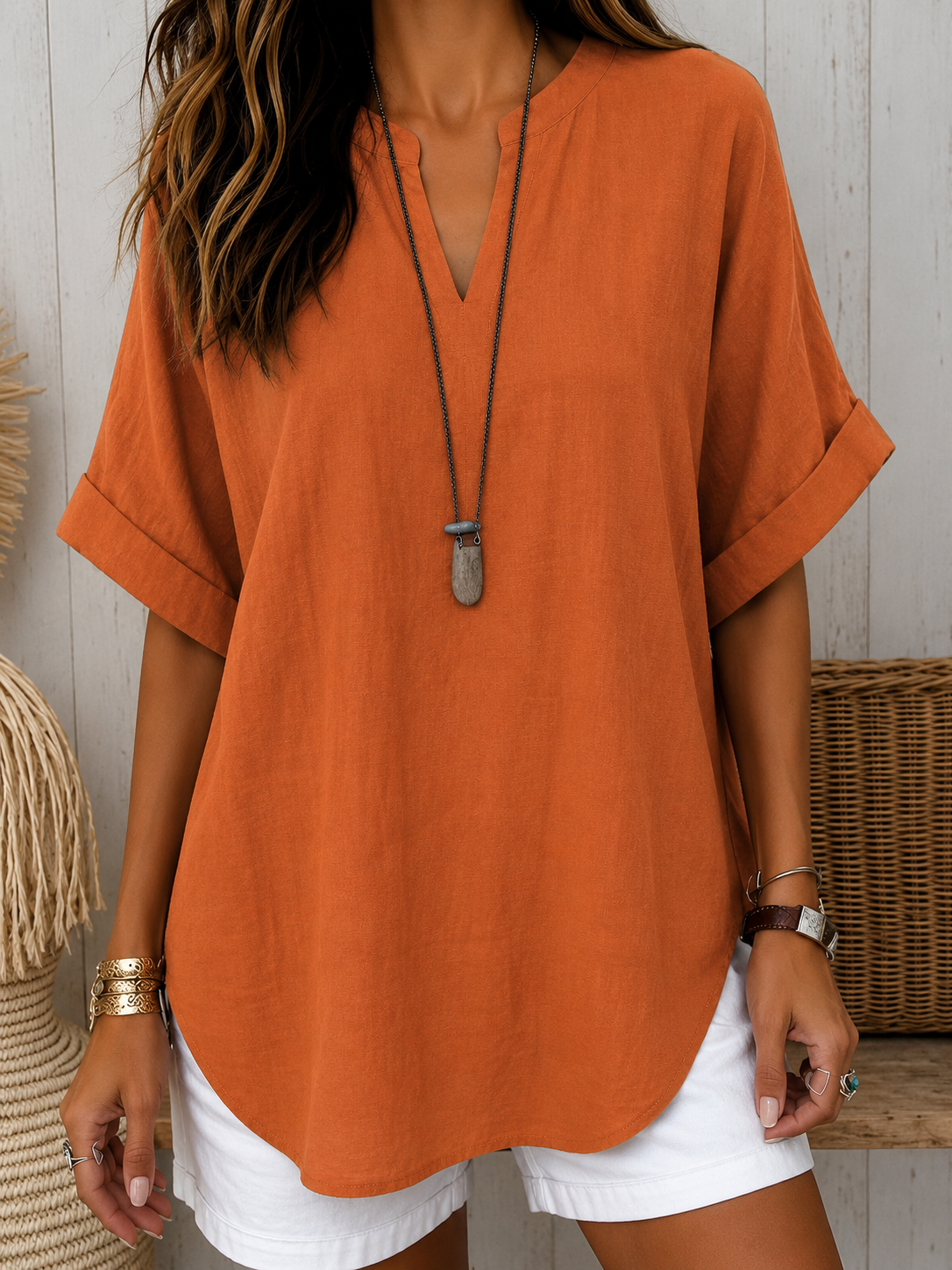 Emma™ – Everyday Solid Colour Short Sleeve Blouse