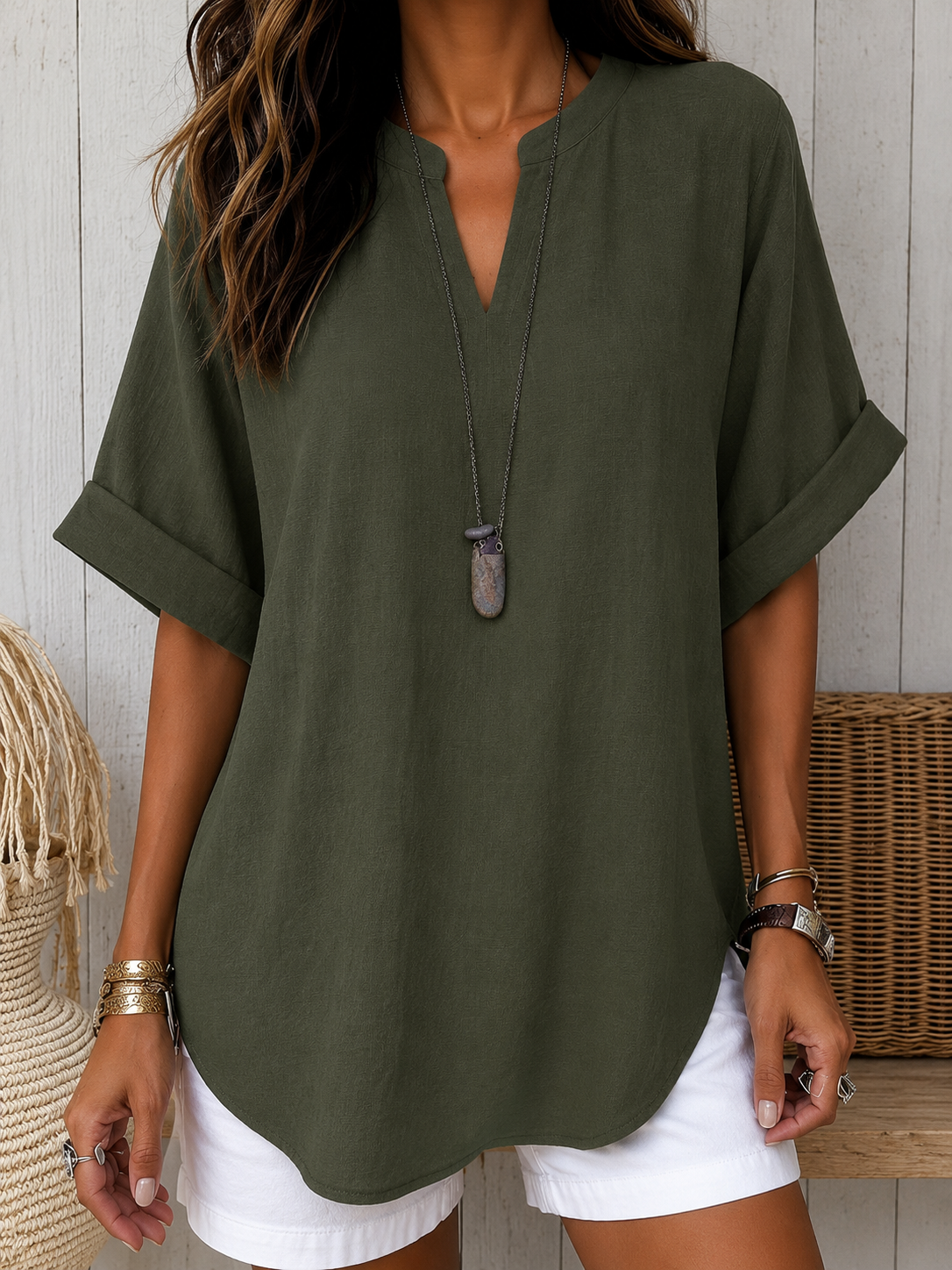 Emma™ – Everyday Solid Colour Short Sleeve Blouse