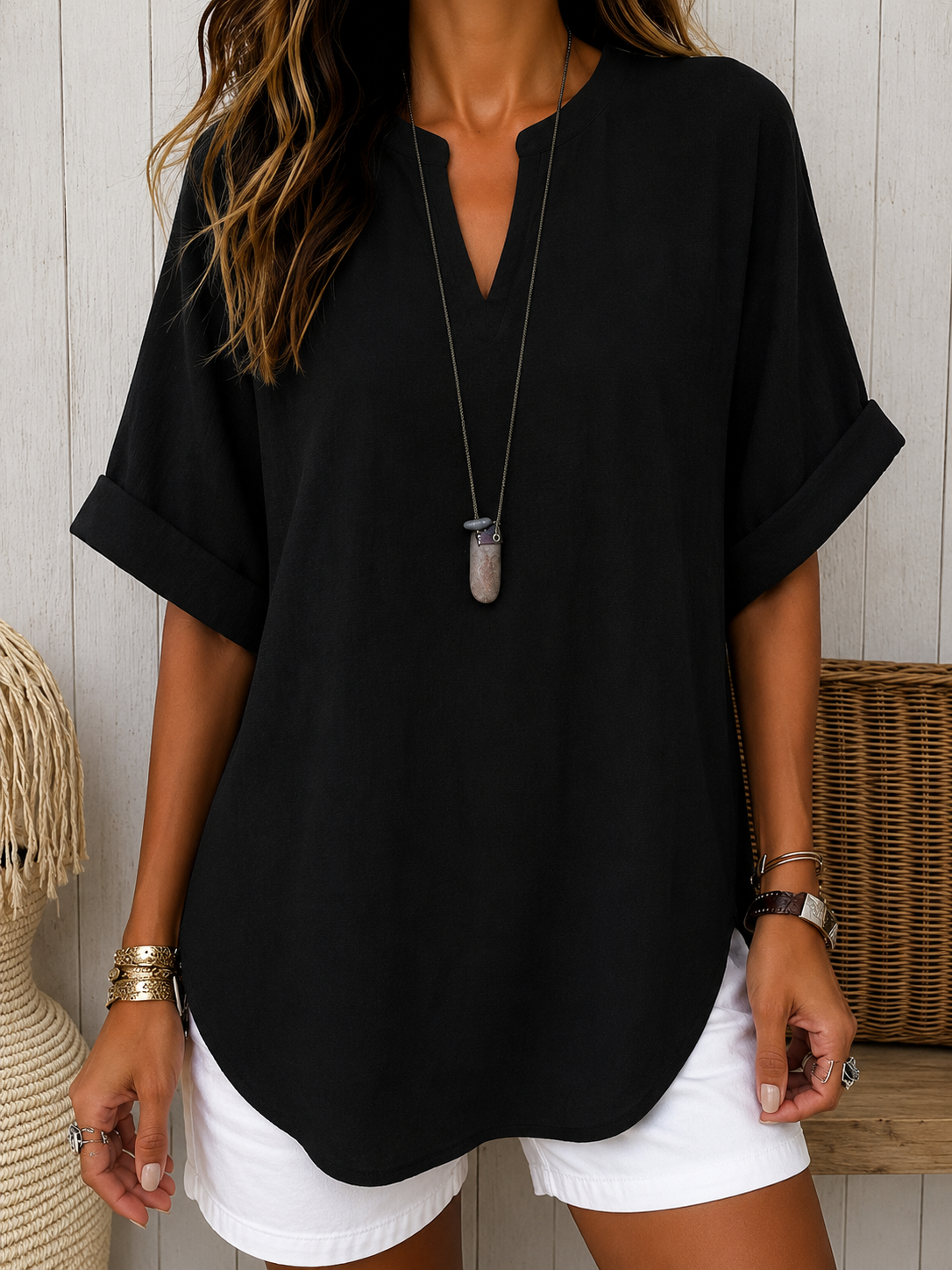 Emma™ – Everyday Solid Colour Short Sleeve Blouse