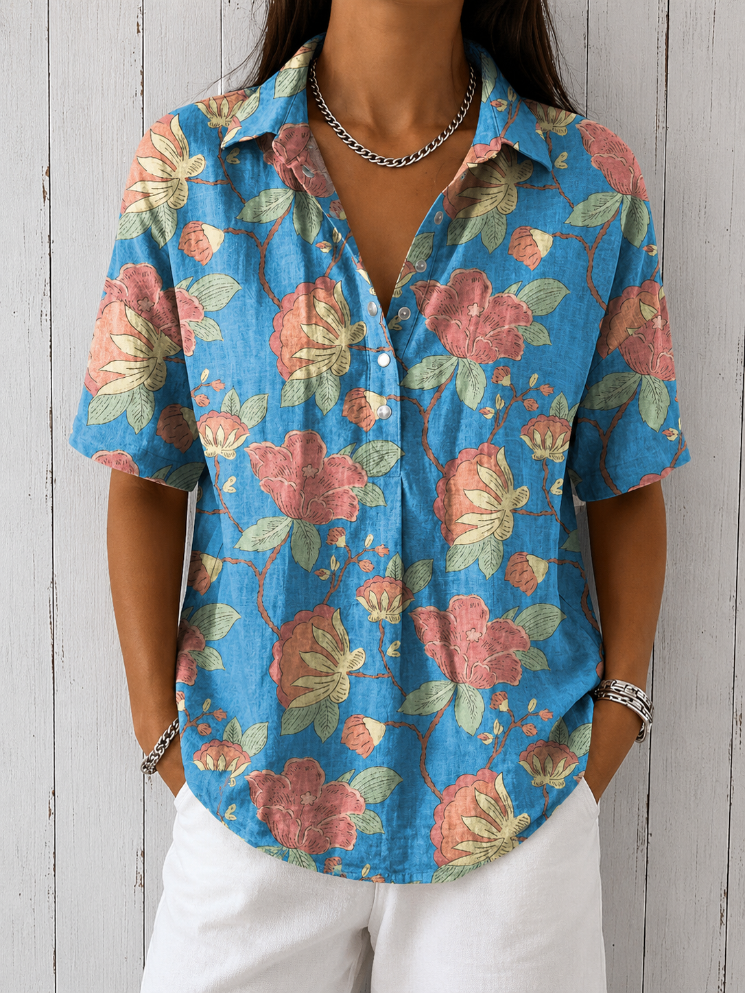 Lynaa - Elegant Floral Print Blouse
