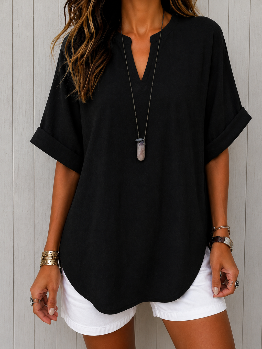Emma™ – Everyday Solid Colour Short Sleeve Blouse
