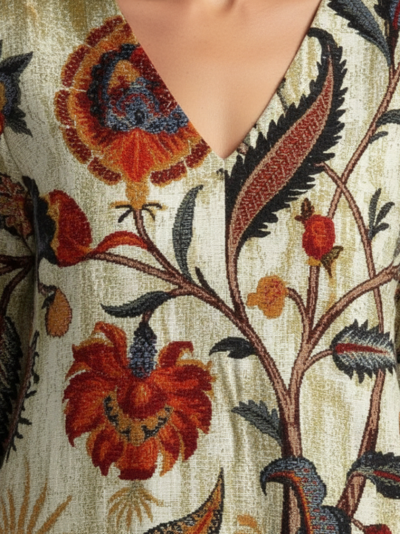 Corisande | V-Neck Long Sleeve Floral Mini Dress