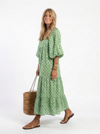 Apolline | Three-Quarter Sleeve V-Neck Printed Mini Dress