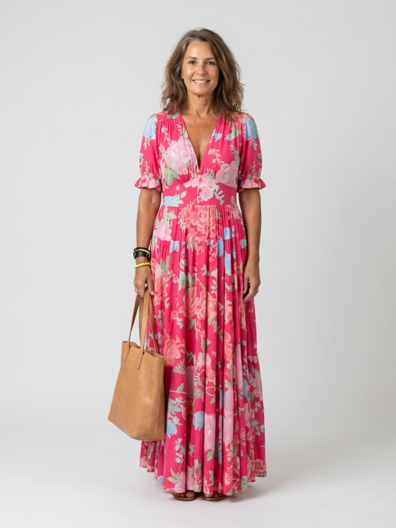 Ione | Short Sleeve V-Neck Floral Mini Dress
