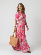 Ione | Short Sleeve V-Neck Floral Mini Dress