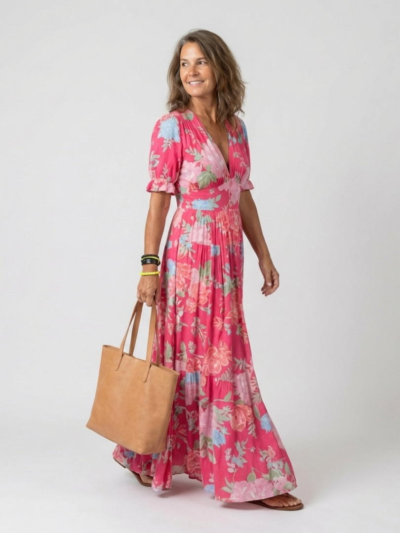 Ione | Short Sleeve V-Neck Floral Mini Dress