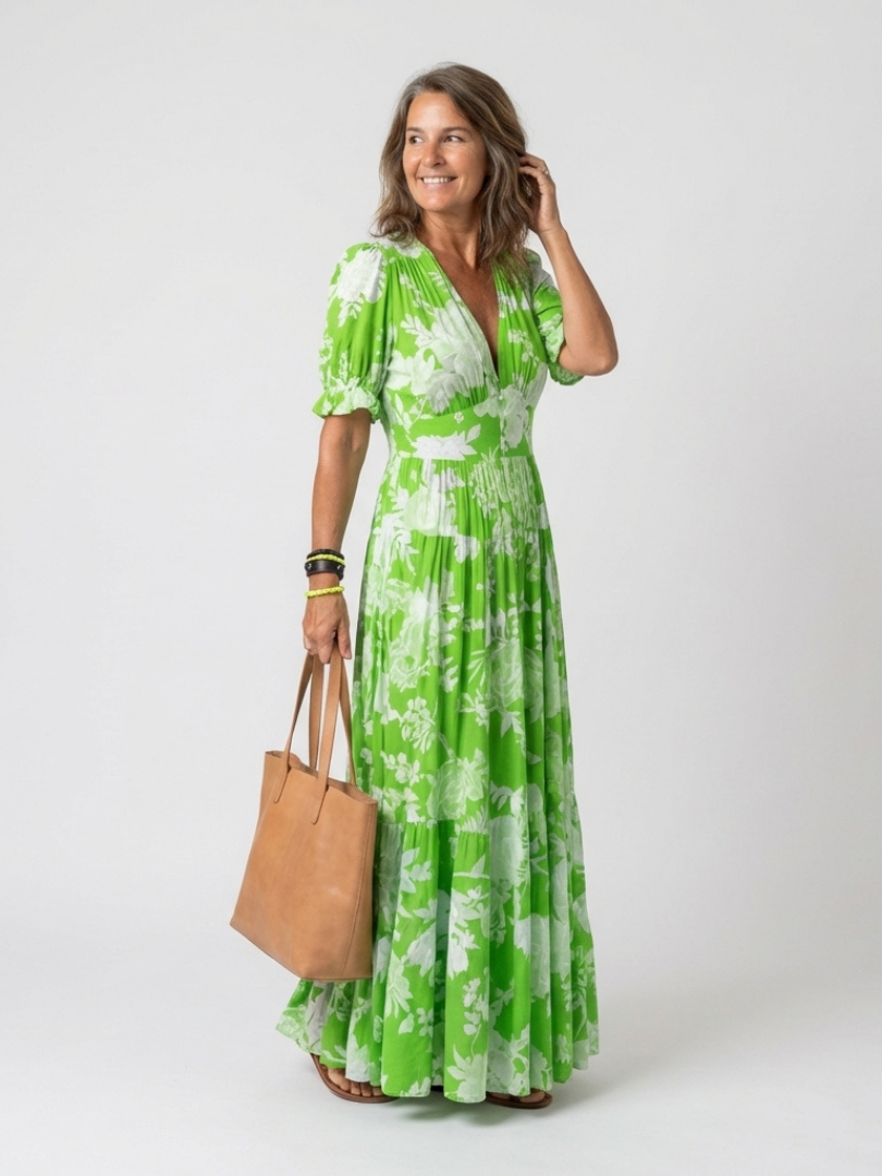 Ione | Short Sleeve V-Neck Floral Mini Dress