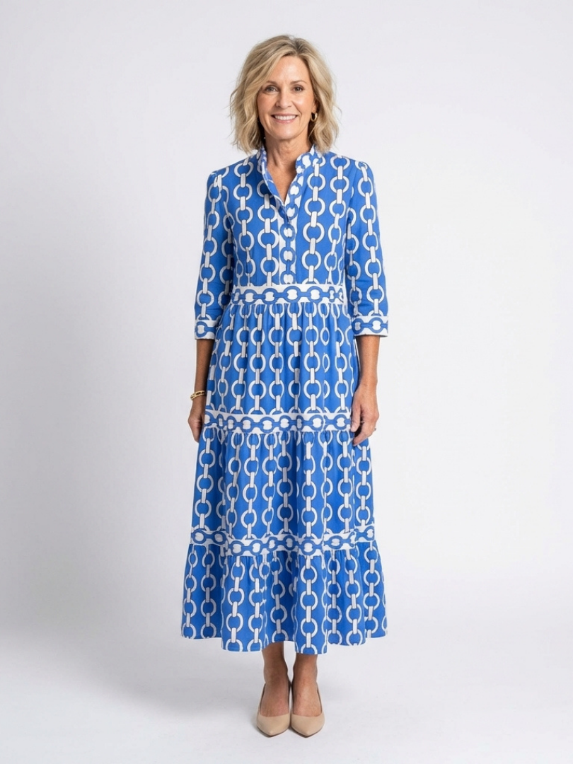 Ysolde | Three-Quarter Sleeve Chain Print Mini Dress