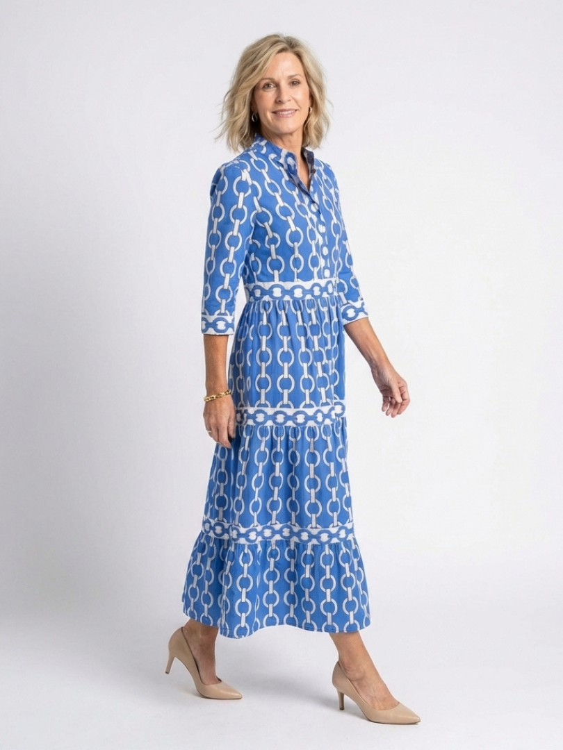 Ysolde | Three-Quarter Sleeve Chain Print Mini Dress