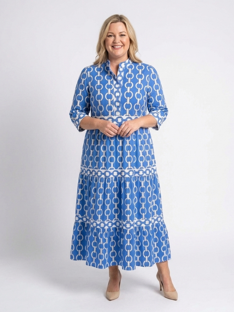 Ysolde | Three-Quarter Sleeve Chain Print Mini Dress