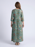 Marina | Floral V-Neck Three-Quarter Sleeve Maxi Dress