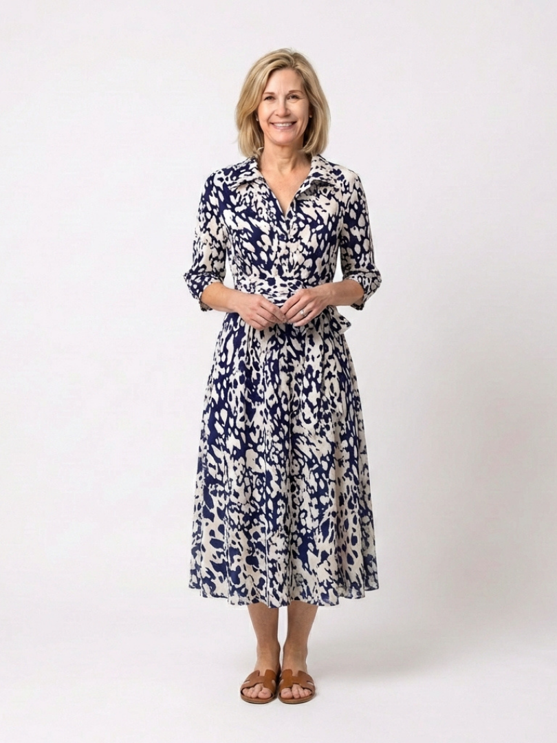 Oriana | Collared Long Sleeve Tie-Waist Mini Dress