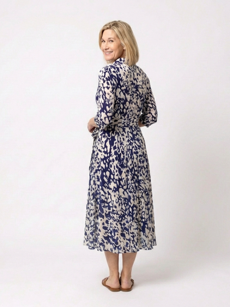 Oriana | Collared Long Sleeve Tie-Waist Mini Dress