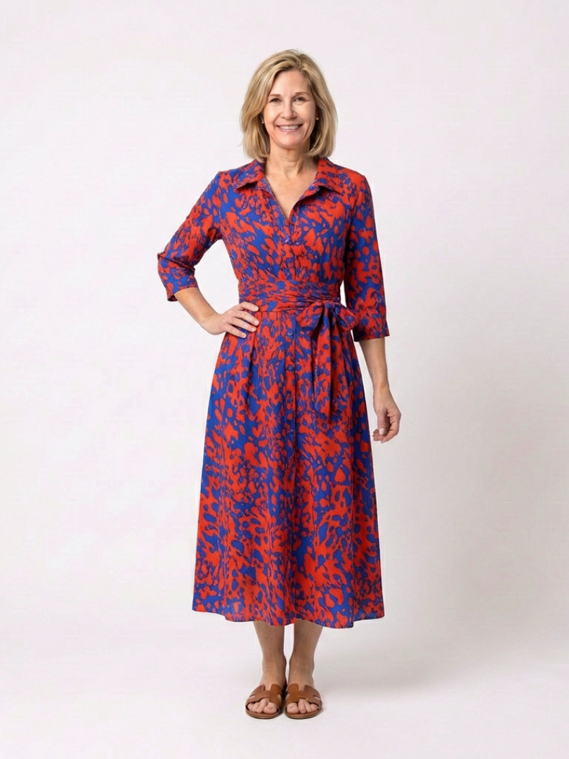 Oriana | Collared Long Sleeve Tie-Waist Mini Dress