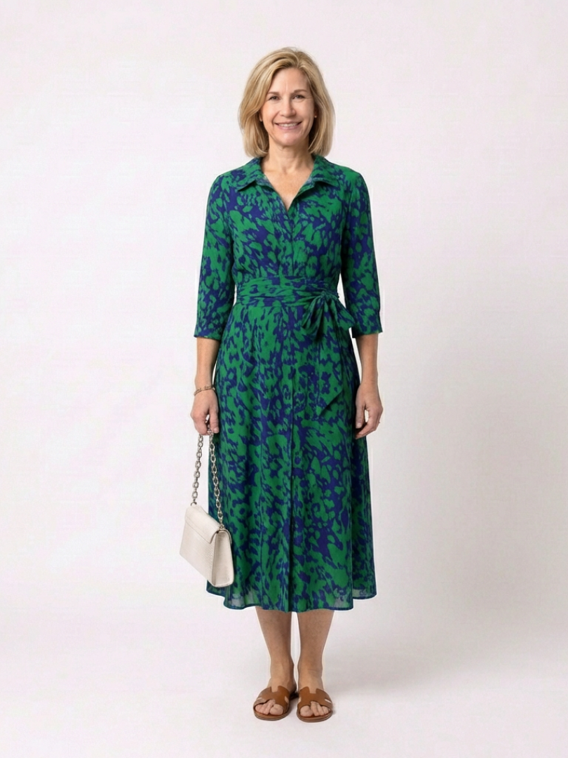 Oriana | Collared Long Sleeve Tie-Waist Mini Dress