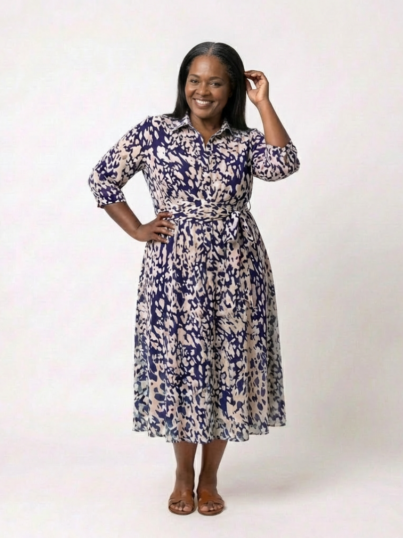 Oriana | Collared Long Sleeve Tie-Waist Mini Dress