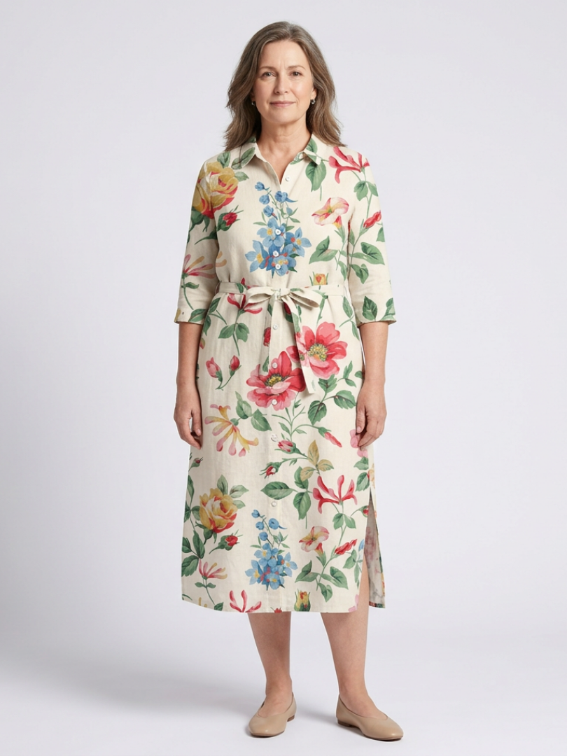 Maribel | Buttoned Half Sleeve Floral Mini Dress