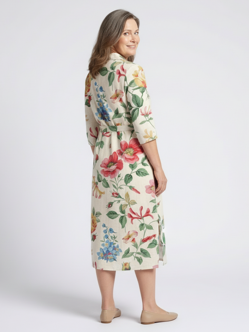 Maribel | Buttoned Half Sleeve Floral Mini Dress