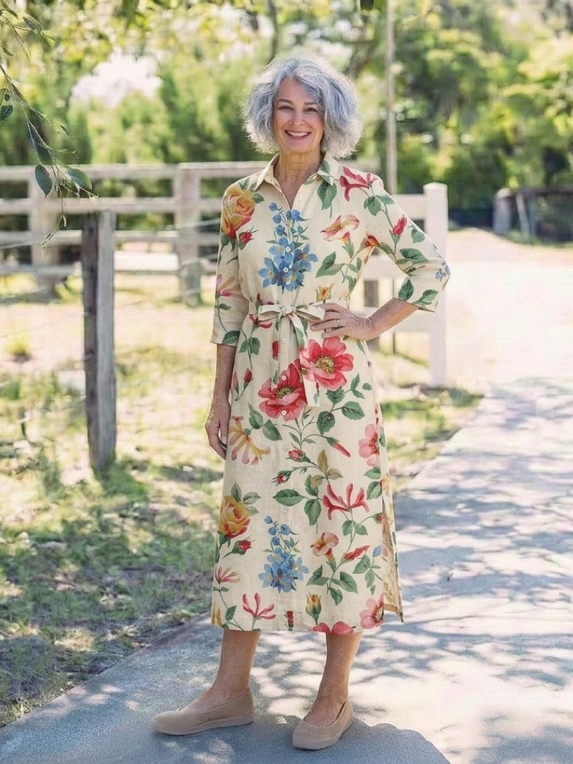 Maribel | Buttoned Half Sleeve Floral Mini Dress