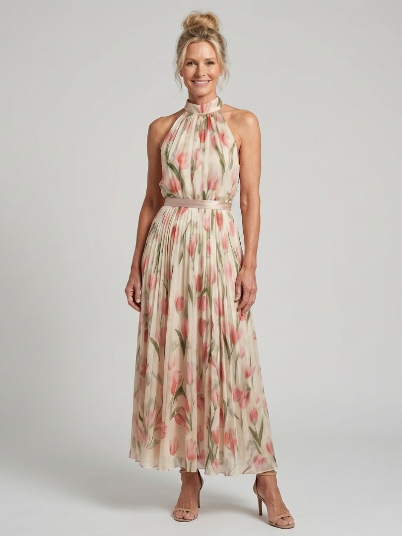 Aurelle | Halterneck Floral Mini Dress