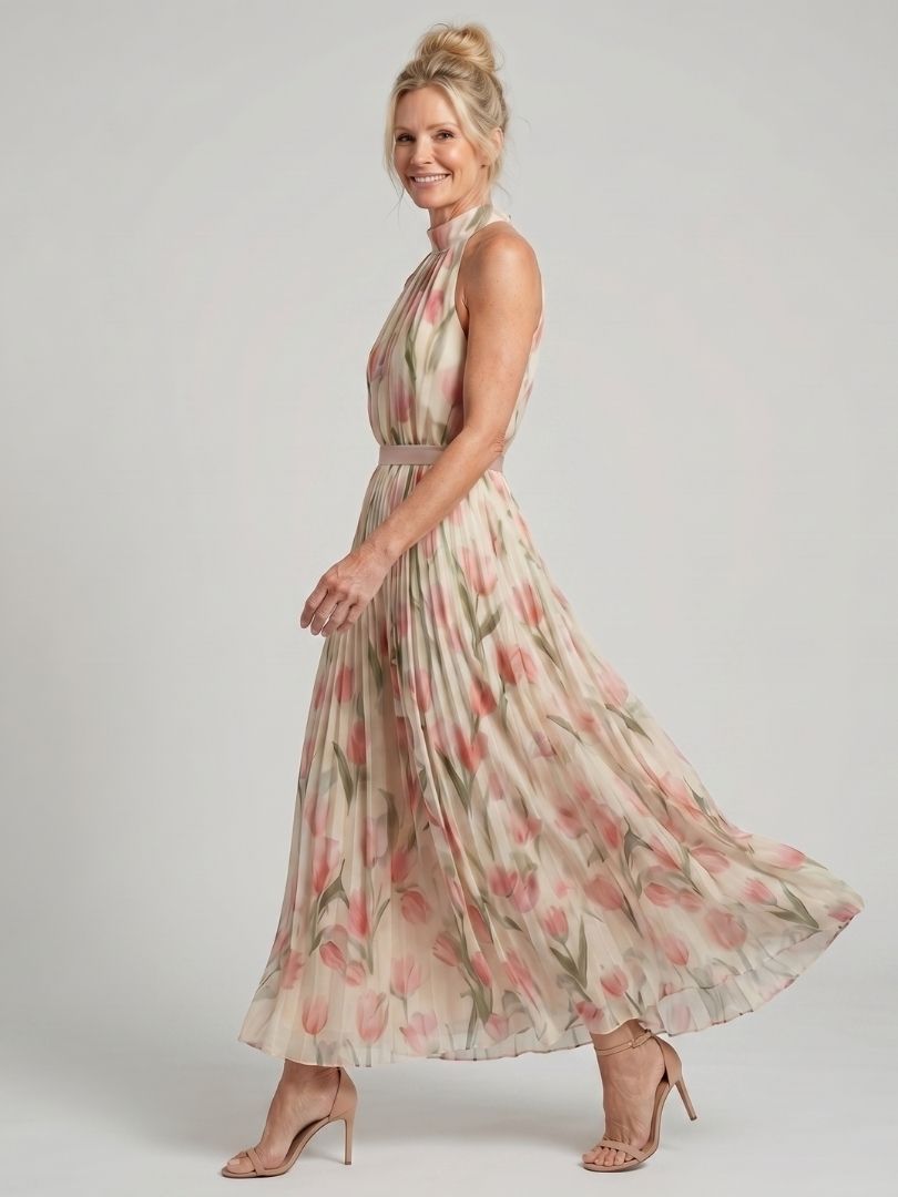 Aurelle | Halterneck Floral Mini Dress