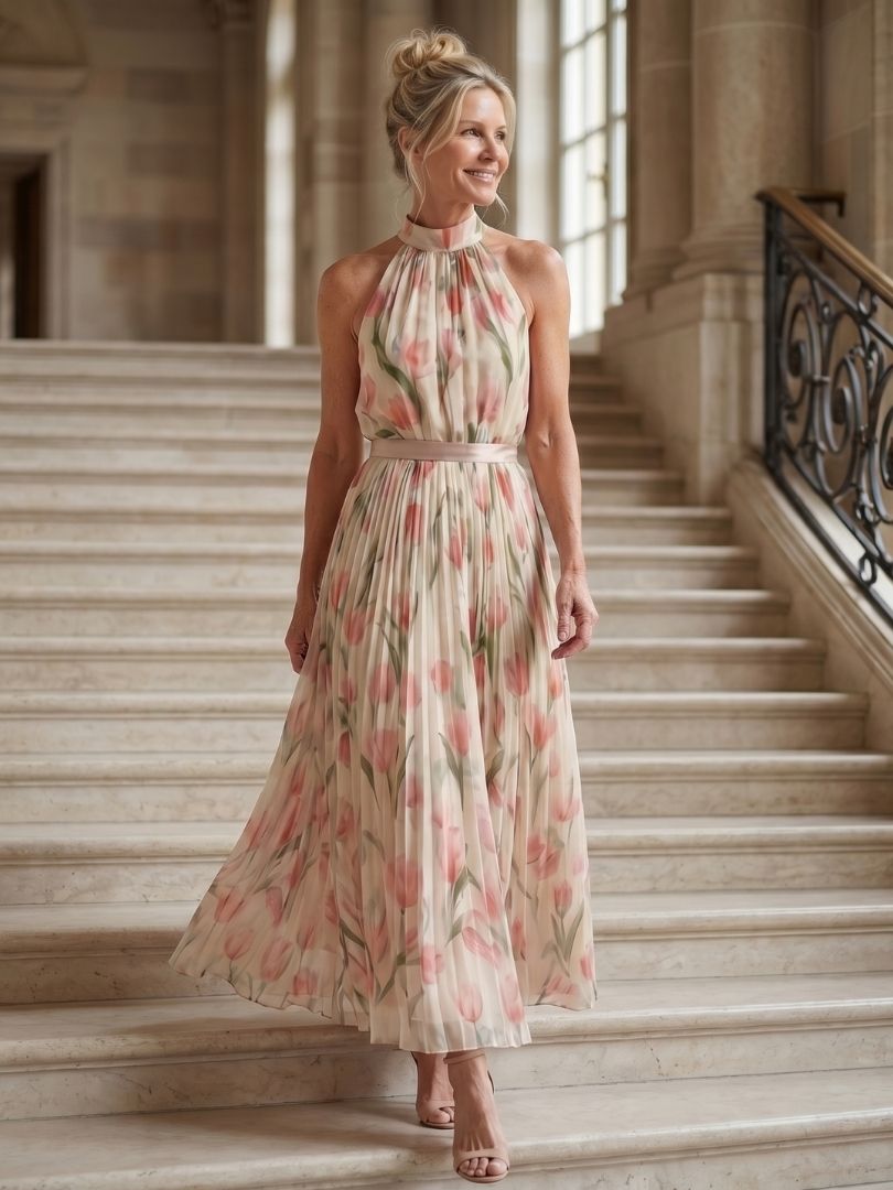 Aurelle | Halterneck Floral Mini Dress