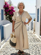 Linnea | V-Neck Short Sleeve Ruched Waist Mini Dress