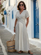 Cressida | V-Neck Short Sleeve Cross Waist Mini Dress