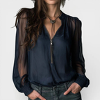Helen | Half-Zip Long Sleeve Knit Blouse