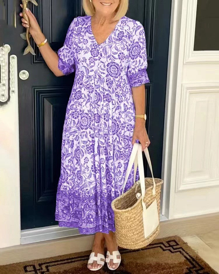 Keisha | Graceful Floral V-Neck Dress