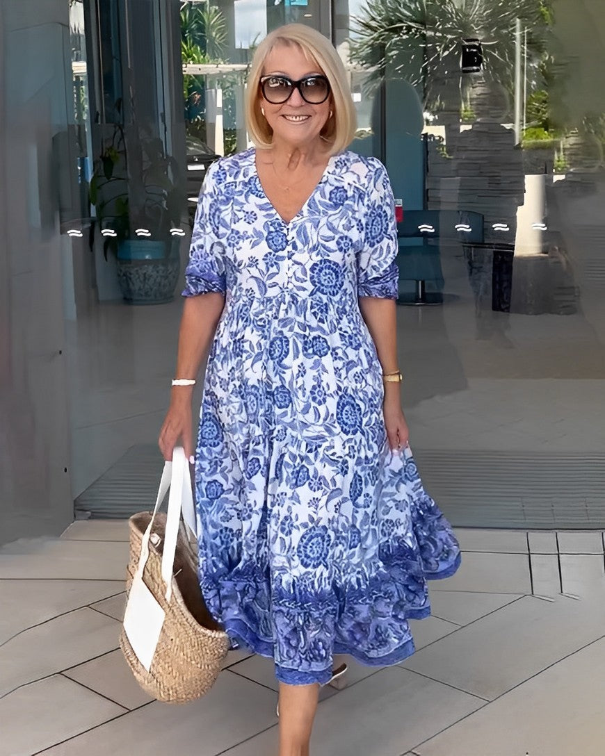 Keisha | Graceful Floral V-Neck Dress