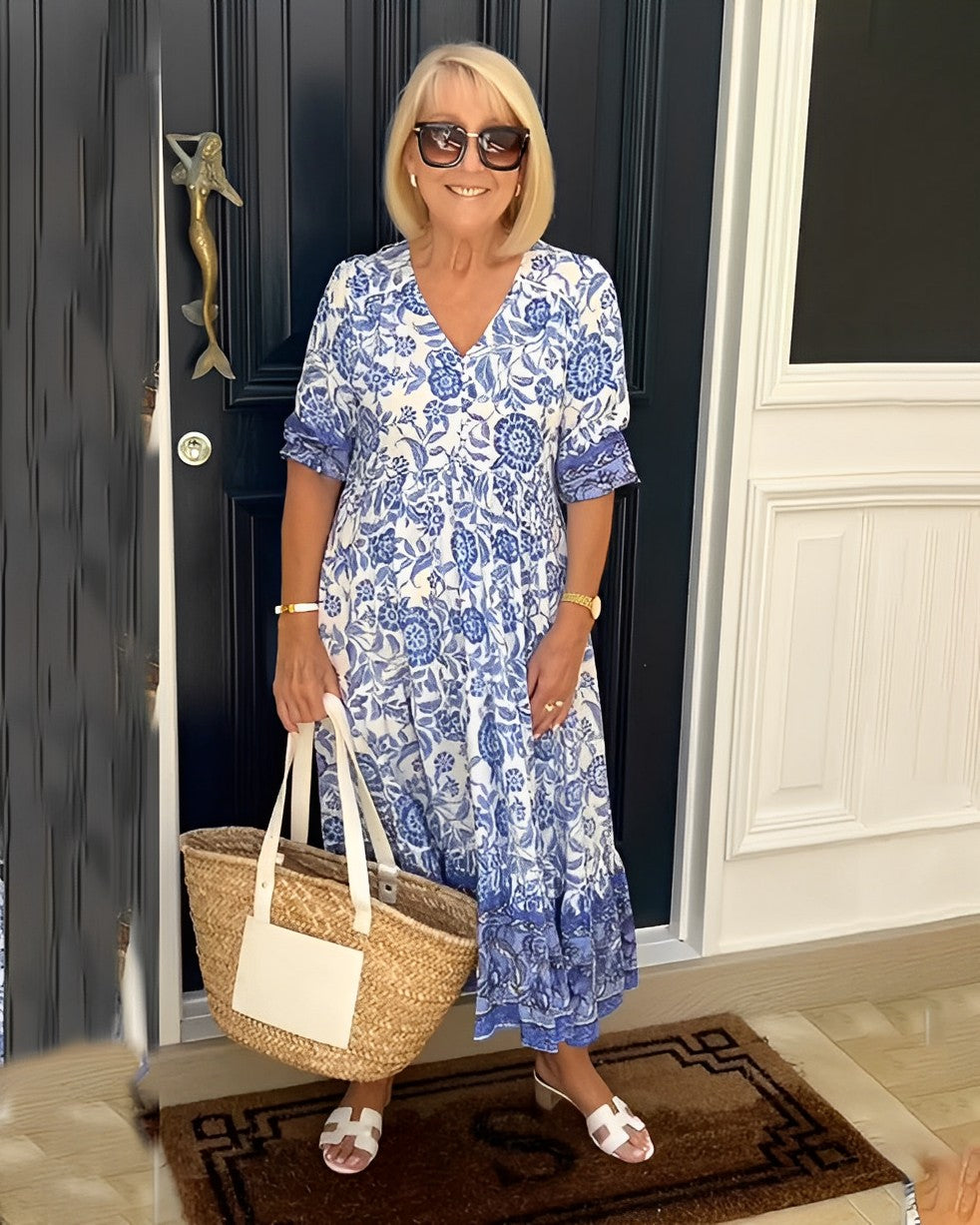 Keisha | Graceful Floral V-Neck Dress