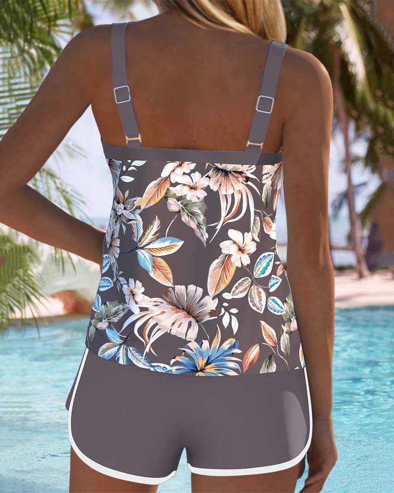 Evie | U-Neck Floral Print Tankini